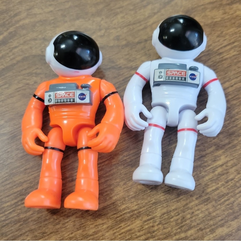 NASA Astronaut Toy Figures Orange & White Space Theme Set
